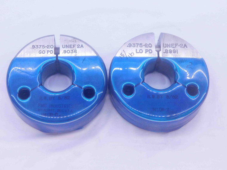 15/16 20 UNEF 2A THREAD RING GAGES .9375 GO NO GO P.D.'S = .9036 & .8991 CHECK - DW36681OB5