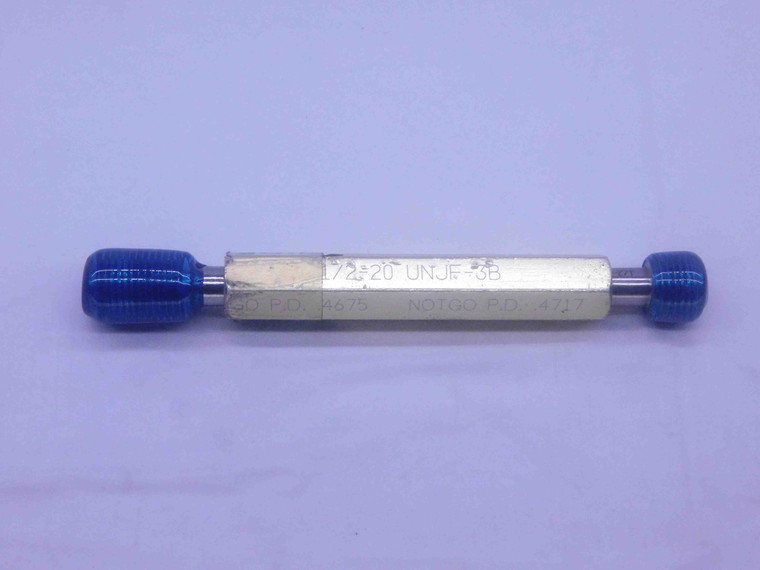 1/2 20 UNJF 3B THREAD PLUG GAGE .5 .50 .500 GO NO GO P.D.'S = .4675 & .4717 - DW36710BU5