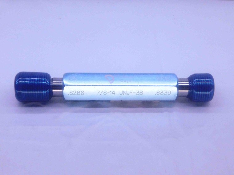 7/8 14 UNJF 3B VERMONT THREAD PLUG GAGE .875 GO NO GO P.D.'S = .8286 & .8339 - DW36718LVR