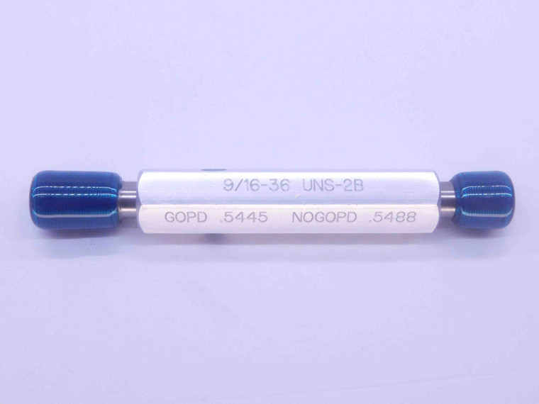9/16 36 UNS 2B THREAD PLUG GAGE .5625 GO NO GO P.D.'S = .5445 & .5488 CHECK - DW36747CL5