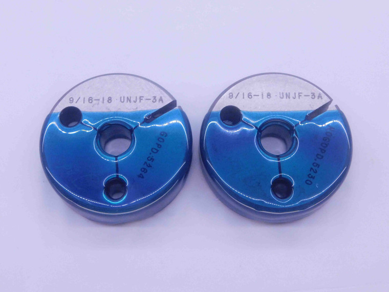 9/16 18 UNJF 3A THREAD RING GAGES .5625 GO NO GO P.D.'S = .5264 & .5230 CHECK - DW36749CL5