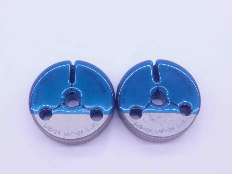3/8 24 UNF 2A LEFT HAND THREAD RING GAGES .375 GO NO GO P.D.'S = .3468 & .3430 - DW36751CL5