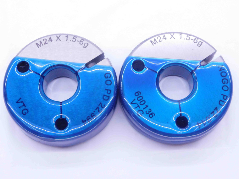 M24 X 1.5 6g VERMONT THREAD RING GAGES 24 GO NO GO P.D.'S = 22.994 & 22.844 - DW36810CL5