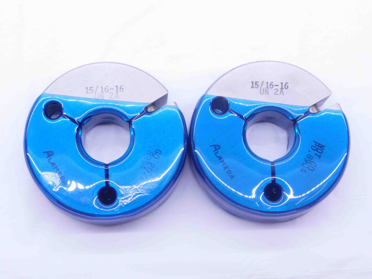 15/16 16 UN 2A THREAD RING GAGES .9375 GO NO GO P.D.'S = .8954 & .8904 CHECK - DW36814CL5
