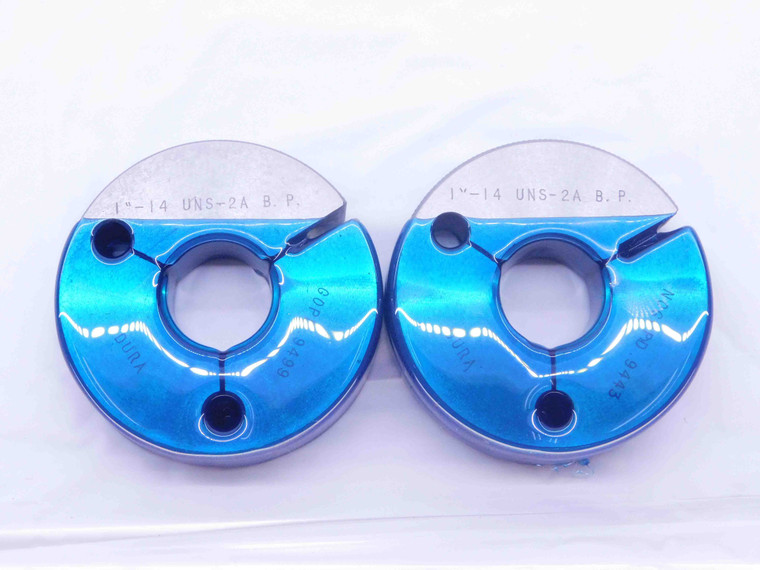 1" 14 UNS 2A BEFORE PLATE THREAD RING GAGES 1.0 GO NO GO P.D.'S = .9499 & .9443 - DW36818CL5
