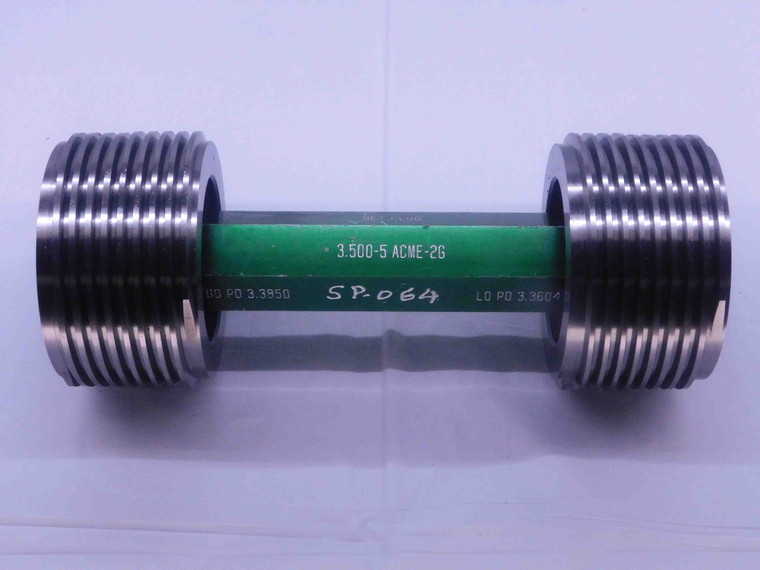 3 1/2 5 ACME 2G SET THREAD PLUG GAGE 3.5 5. GO NO GO P.D.'S = 3.3850 & 3.3604 - DW36887BU5