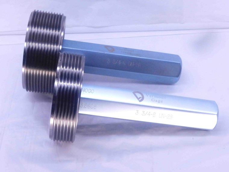 3 3/4 8 UN 2B VERMONT THREAD PLUG GAGE 3.75 GO NO GO P.D.'S = 3.6688 & 3.6805 - DW36945OB5