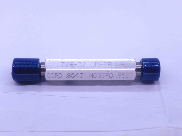 7/8 32 UN 3B LEFT HAND THREAD PLUG GAGE .875 GO NO GO P.D.'S = .8547 & .8583 - DW36974CL5