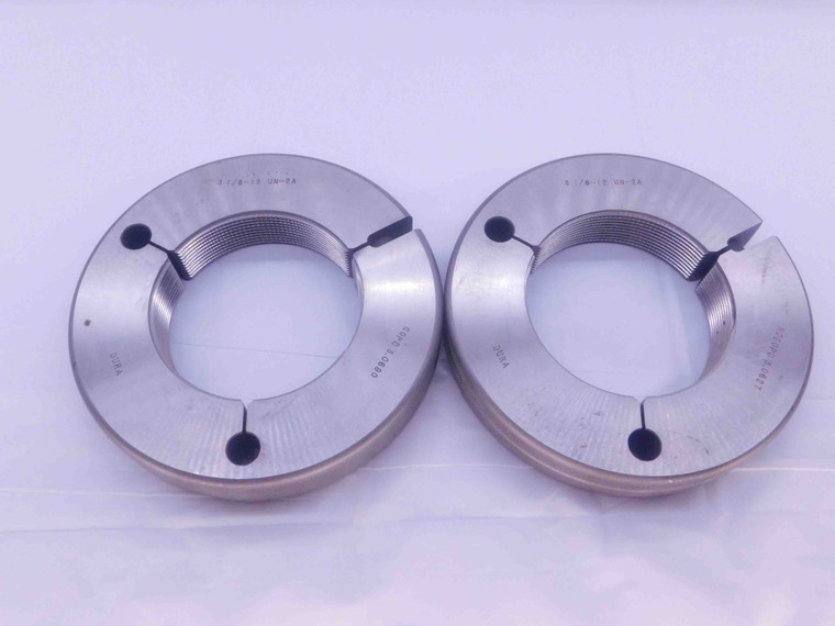 3 1/8 12 UN 2A THREAD RING GAGES 3.125 3.1250 GO NO GO P.D.'S = 3.0690 & 3.0627 - DW36980CL5