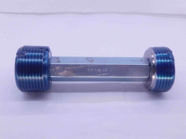 2" 8 UN 2B VERMONT THREAD PLUG GAGE 2.0 2.00 GO NO GO P.D.'S = 1.9188 & 1.9289 - DW37059OB5