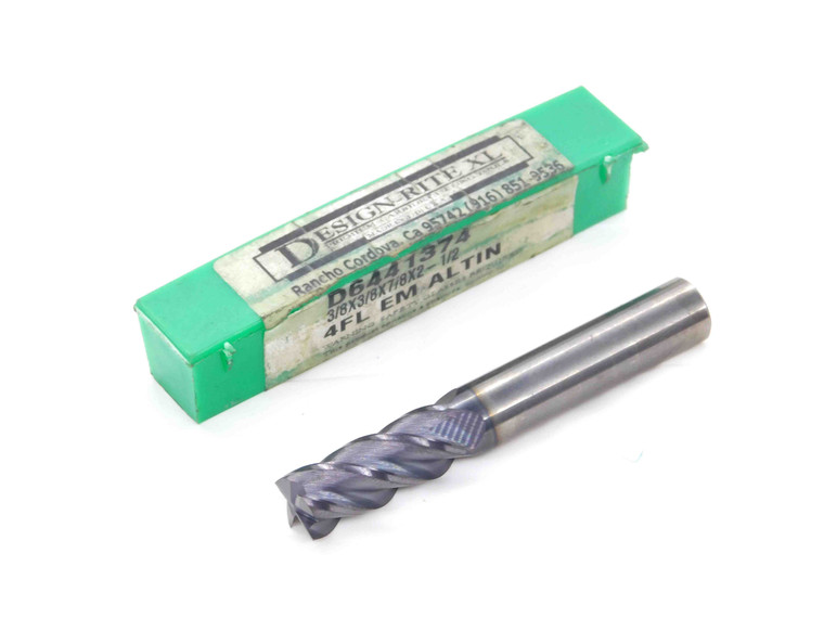 NEW DESIGN-RITE XL 3/8 O.D. AlTiN SQUARE SHOULDER CARBIDE END MILL 4 FL D6441374 - DM2677CG5