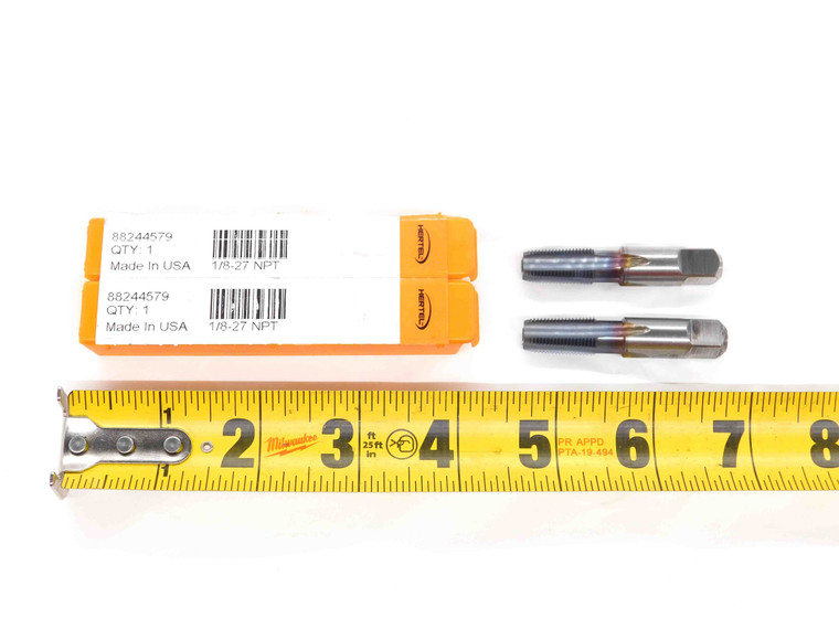 2pcs. NEW HERTEL 1/8 27 NPT HSS TiCN COATED PIPE TAP 4 STRAIGHT FLUTE 88244579 - DM2689CG5