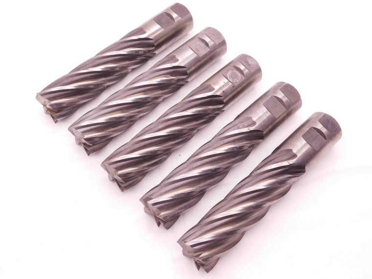 5pc LOT OF NIAGARA HSS 1 1/4 O.D. CENTER CUTTING END MILLS 4" LOC 6 FL SPIRAL - BR10552AE5