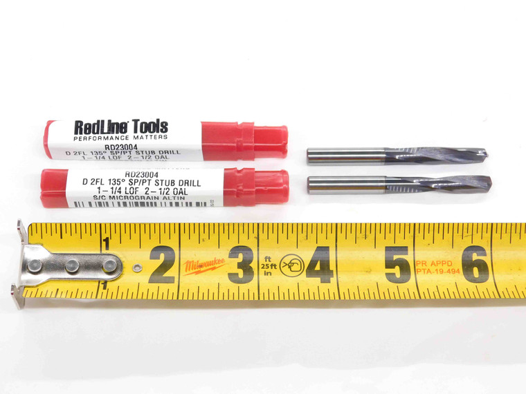 2PCS REDLINE TOOLS LETTER D AlTiN CARBIDE STUB DRILL BIT RD23004 0.246 .246 - DM2701CG5