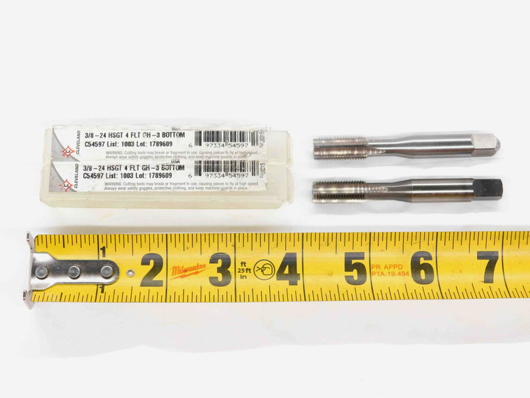 2pcs NEW CLEVELAND/OSG 3/8 24 GH3 HSGT/HSE BOTTOMING TAPS 4 STRAIGHT FLUTE .375 - DM2714CG5