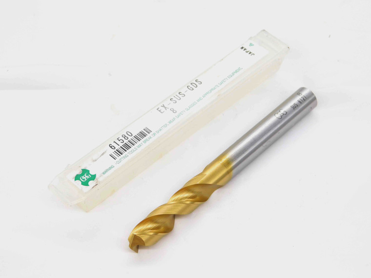 OSG 8mm TiN HSS SCREW MACHINE LENGTH TWIST DRILL BIT 61580 33mm LOC 81mm OAL - DM2716CG5