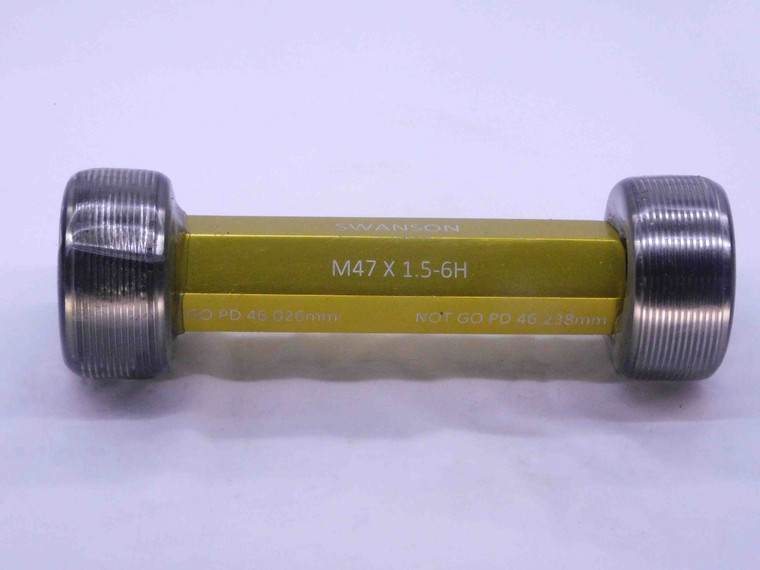 M47 X 1.5 6H METRIC THREAD PLUG GAGE 47 GO NO GO P.D.'S = 46.026 & 46.238 CHECK - DW37244SLW