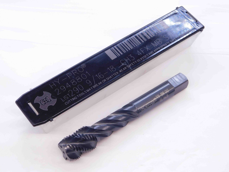 NEW OSG 9/16 18 GH3 HSE OXIDE COATED BOTTOMING TAP 4 SPIRAL FLUTE .5625 2948801 - NS1989CG5