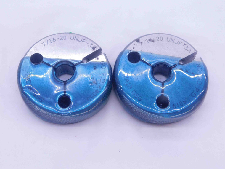 7/16 20 UNJF 3A THREAD RING GAGES .4375 GO NO GO P.D.'S = .4050 & .4019 CHECK - DW37288CN5