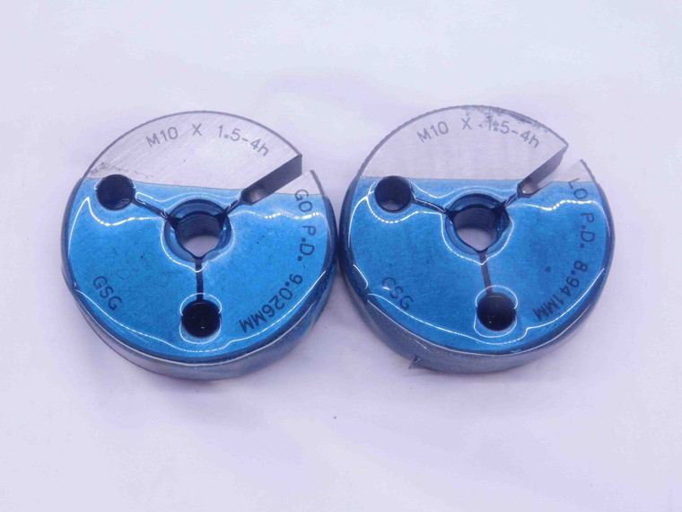 M10 X 1.5 4h METRIC THREAD RING GAGES 10 GO NO GO P.D.'S = 9.026 & 8.941 CHECK - DW37294CN5