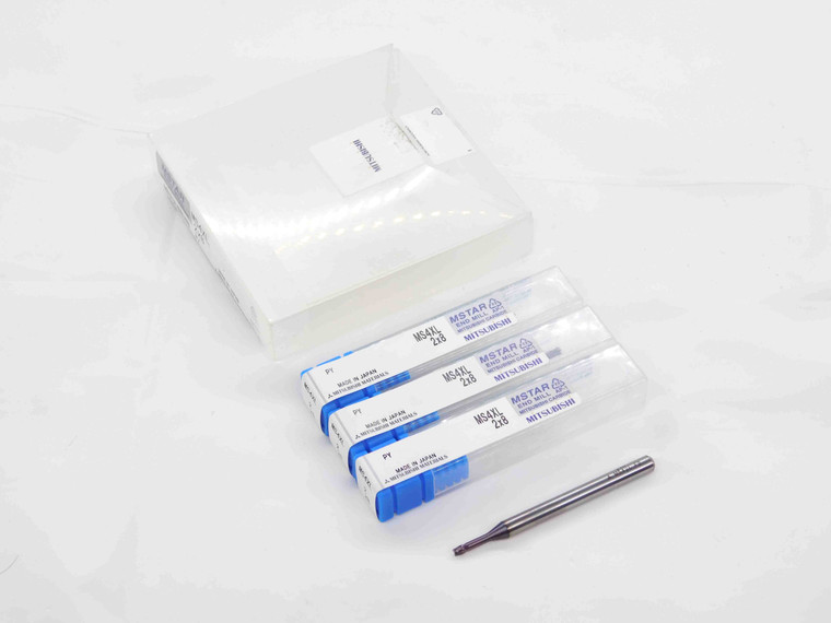 3pcs. NEW MITSUBISHI 2mm OD TiAlN CARBIDE END MILL 4mm SHANK 4 FL MS4XLD0200N080 - DCT-DM2783