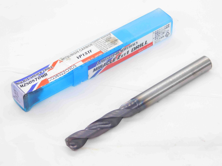 MITSUBISHI 8.7mm TiCN CARBIDE COOLANT THRU TWIST DRILL BIT MZS0870MB 9mm SHANK - DCT-DM2824