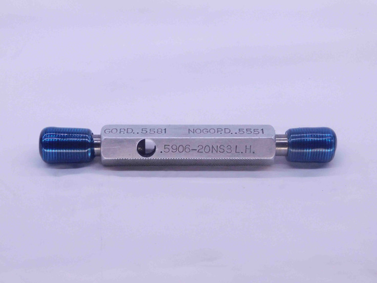 .5906 20 NS 3 LEFT HAND SET THREAD PLUG GAGE GO NO GO P.D.'S = .5581 & .5551 - DW37384SLW