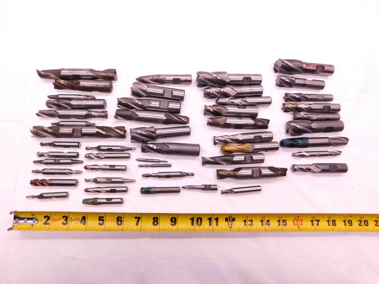 LARGE LOT OF HSS 2 & 4 FLUTE END MILLS VARIOUS SIZE AND TYPES MACHINIST TOOLING - BR10652CW5