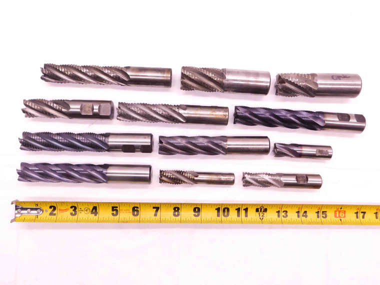 LOT OF HSS AND COBALT ROUGHING END MILLS 1 1/4 AND SMALLER SHANKS MACHINIST - BR10655CW5