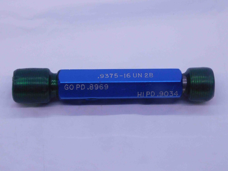 15/16 16 UN 2B THREAD PLUG GAGE .9375 GO NO GO P.D.'S = .8969 & .9034 CHECK - DW37413SLW