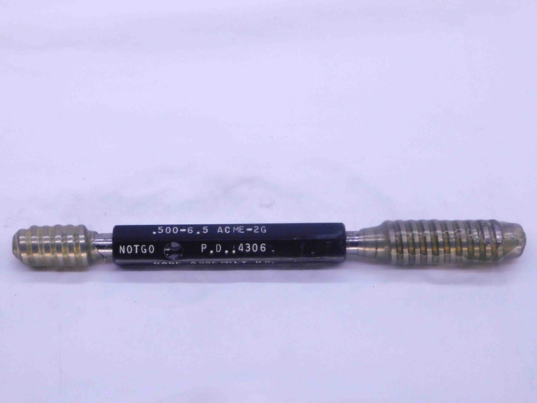 1/2 6.5 ACME 2G MODIFIED SET THREAD PLUG GAGE .5 GO NO GO P.D.'S = .4443 & .4306 - DW37438CQ5