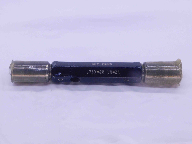 3/4 28 UN 2A SET THREAD PLUG GAGE .75 .750 .7500 GO NO GO P.D.'S = .7256 & .7218 - DW37458CQ5