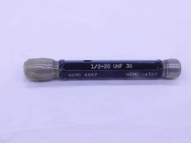 1/2 20 UNF 3B PREPLATE THREAD PLUG GAGE .5 .50 GO NO GO P.D.'S = .4687 & .4729 - DW37498CQ5