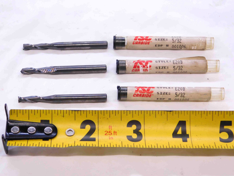 3pcs NEW TSC 5/32 O.D. 3/4 LOC CARBIDE END MILL 3/16 SHANK 2 FLUTE 001006 .15625 - DCT-NS2254