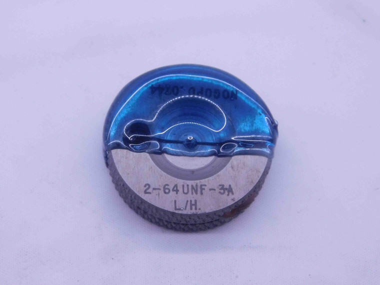 2 64 UNF 3A LEFT HAND THREAD RING GAGE #2 .086 NO GO ONLY P.D. = .0744 L.H. - DW37613SLW