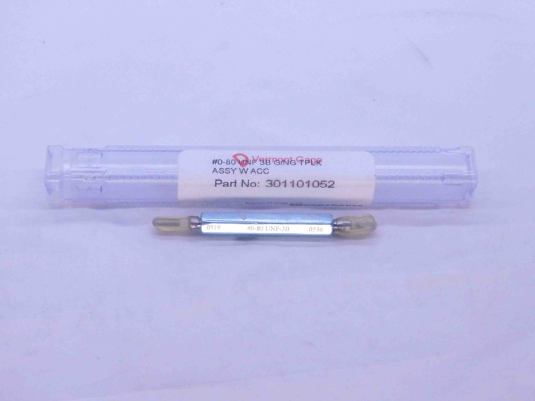 NEW 0 80 UNF 3B VERMONT THREAD PLUG GAGE #0 .060 GO NO GO P.D.'S = .0519 & .0536 - DW37628LVR