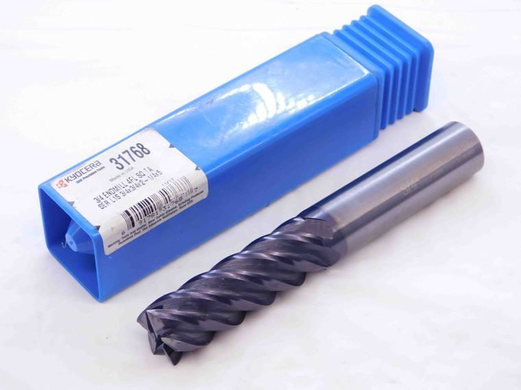 KYOCERA 3/4 O.D. 2 1/4 LOC AlTiN CARBIDE END MILL 3/4 SHANK 5 FLUTE 31768 .75 - NS2278CG5