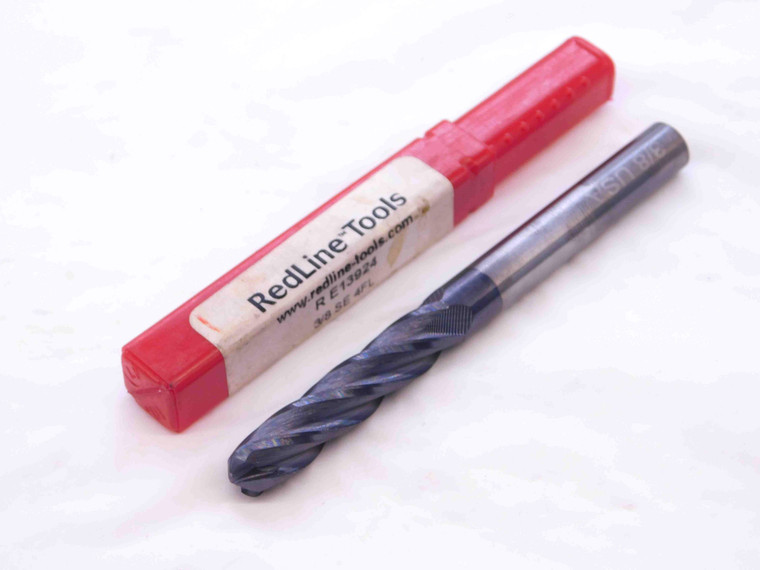 NEW REDLINE TOOLS 3/8 O.D. AlTiN BALL NOSE CARBIDE END MILL 4 FL RE13924 .375 - NS2282CG5
