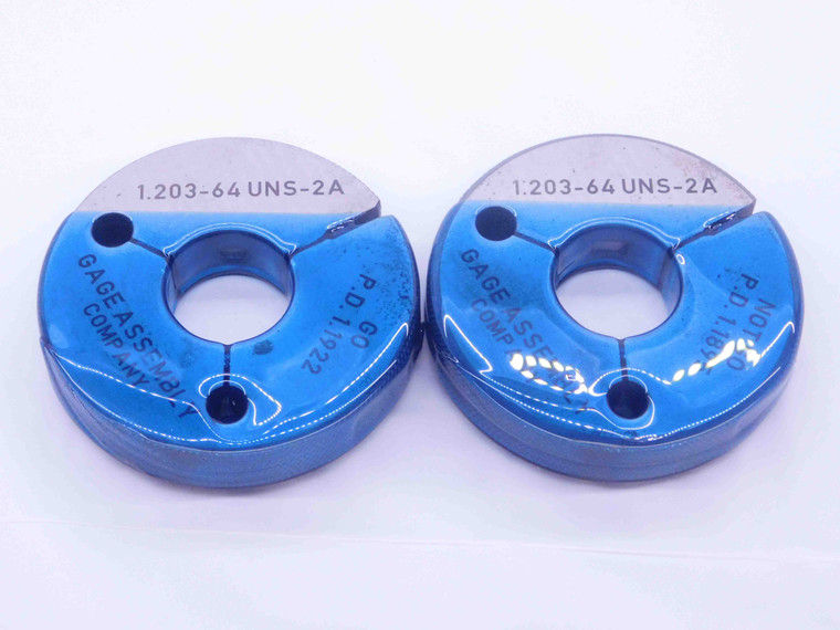 1.203 64 UNS 2A THREAD RING GAGES GO NO GO P.D.'S = 1.1922 & 1.1895 1 13/64 - DW37658CX5