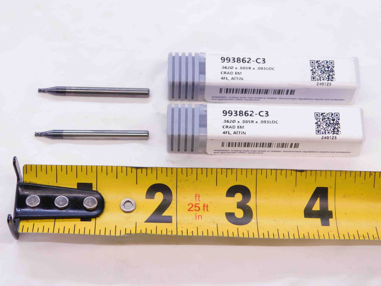 2pcs NEW HARVEY 1/16 O.D. .0050R CORNER RADIUS CARBIDE END MILL 993862-C3 .0625 - NS2296.CG5