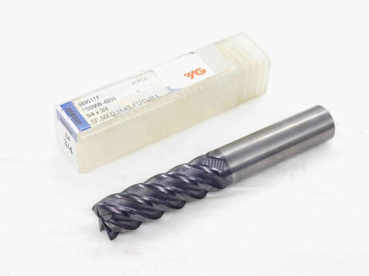 NEW YG1 3/4 O.D. 2 1/4 LOC TiAlN CARBIDE END MILL 3/4 SHANK 5 FLUTE 58901TF .75 - DM3203CG4