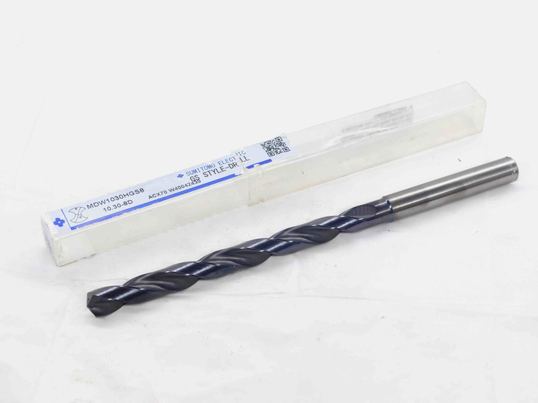 SUMITOMO 10.3mm CARBIDE COOLANT TAPER LENGTH DRILL BIT MDW1030HGS8 11mm SHANK - DM3210CG4