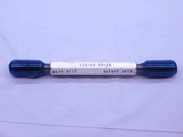 1/2 24 UNS 2A SET THREAD PLUG GAGE .5 .50 .500 GO NO GO P.D.'S = .4717 & .4678 - DW37683SLW