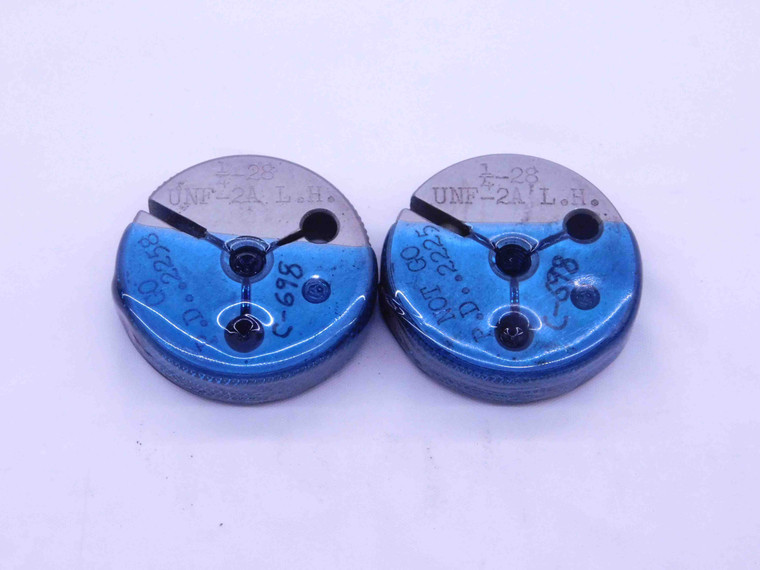 1/4 28 UNF 2A LEFT HAND THREAD RING GAGES .25 GO NO GO P.D.'S = .2258 & .2225 - DW37701SLW