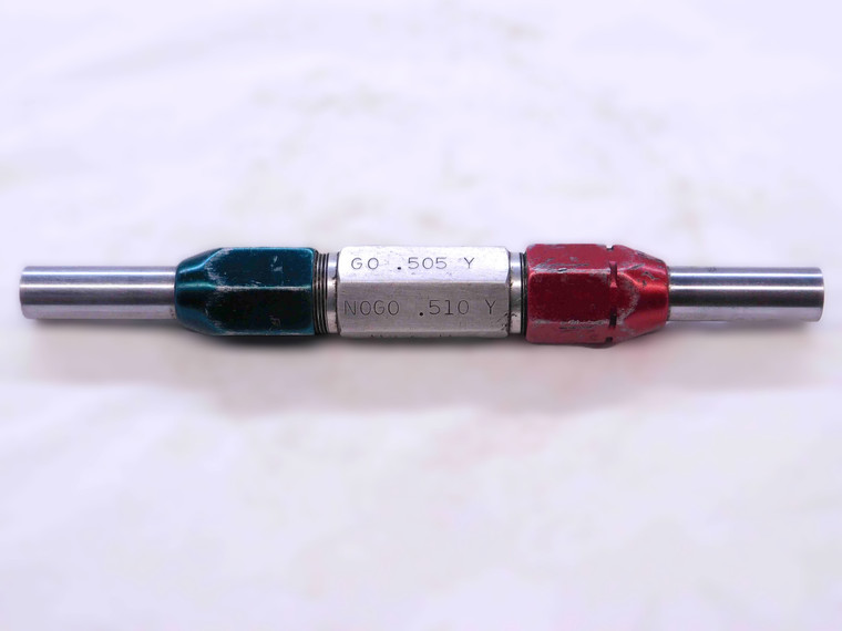 .5050 & .5100 CL Y PIN PLUG GAGE GO NO GO .5000 +.0050 1/2 13 mm .505 .510 CHECK - NS2902CG4