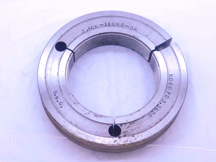 3.406 18 UNS 3A THREAD RING GAGE 3.4060 NO GO ONLY P.D. = 3.3658 3 13/32 CHECK - DW37804OB5