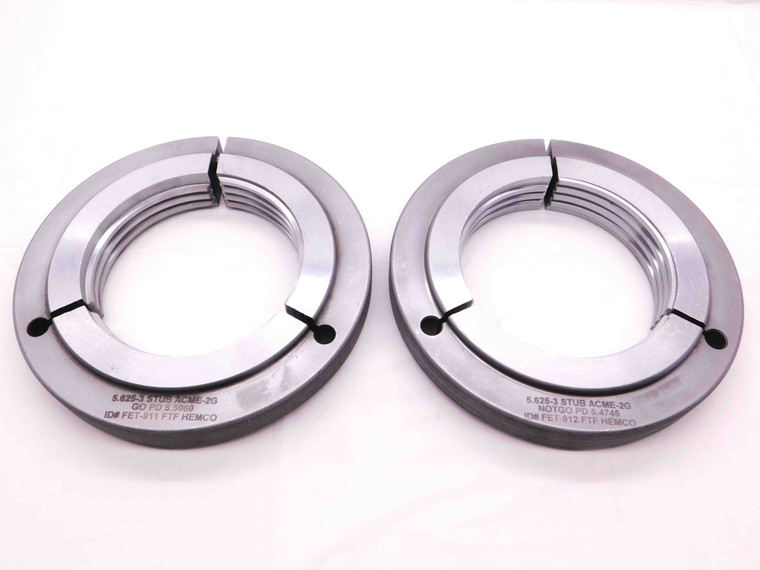 5 5/8 3 STUB ACME 2G THREAD RING GAGES 5.625 3.0 GO NO GO PD'S = 5.5060 & 5.4745 - BR10945DG5