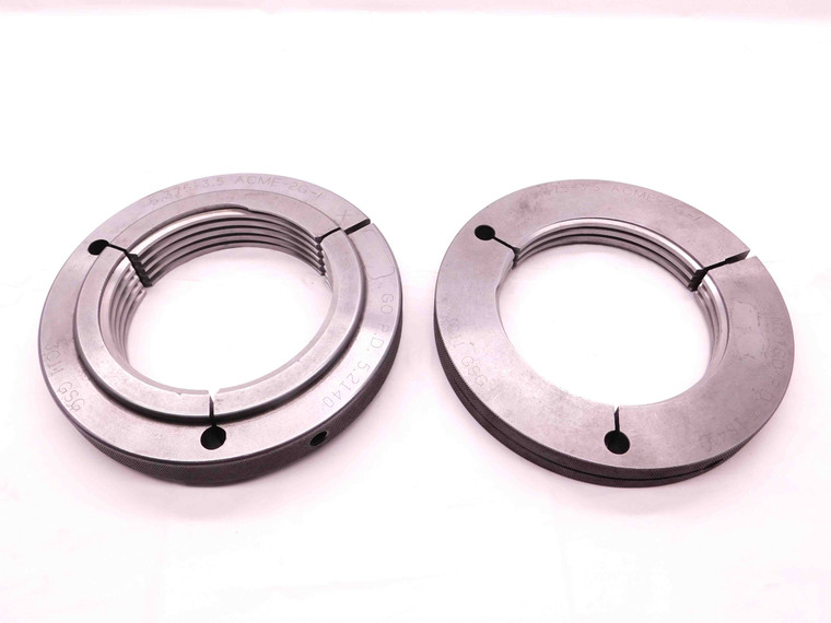 5 3/8 3 1/2 ACME 2G THREAD RING GAGES 5.375 3.5 GO NO GO PD'S 5.2140 & 5.1841 NA - BR10957DG5