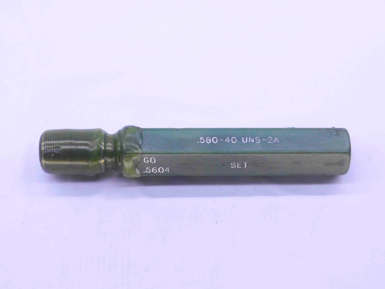 .580 40 UNS 2A SPECIAL SET THREAD PLUG GAGE .58 .5800 GO ONLY P.D. = .5604 CHECK - DW37972SLW