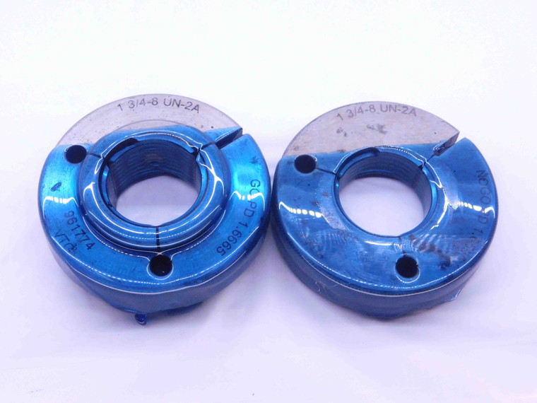 1 3/4 8 UN 2A VERMONT THREAD RING GAGES 1.75 GO NO GO P.D.'S = 1.6665 & 1.6590 - DW37978DG5